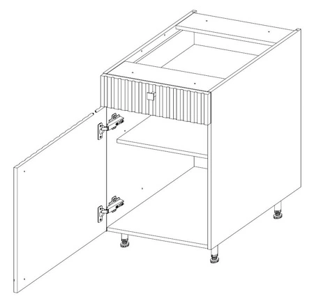 Szafka kuchenna stojąca z szufladą i półką Antri 50 D 1F 1S BB lamelowe fronty szafka odporna na działanie wilgoci i uszkodzenia