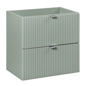 Szafka pod umywalkę Line Reed Green 60 cm szałwiowa stylowe subtelne pionowe frezowanie podkreślają elegancję szafki z szufladami