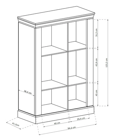 Witryna niska Antica 97 cm dąb craft złoty witryna do salonu o rustykalnym charakterze metalowe srebrne uchwyty