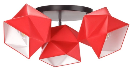 Plafon sufitowy potrójny Quasar designerska lampa sufitowa do salonu z bawełnianym abażurem i metalową podstawą