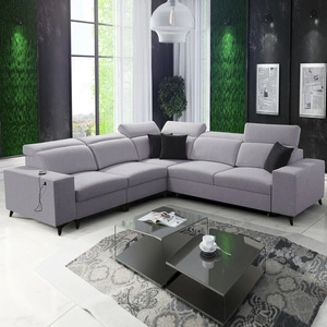 Narożnik z funkcją spania Kelly Sleek III szary popiel lewostronny elegancki narożnik do salonu z dwoma pojemnikami na pościel