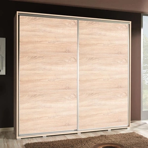 Szafa przesuwna Penelopa 205 cm dąb sonoma jasny nowoczesny design szafy aluminiowe prowadnice drzwi oraz system jezdny