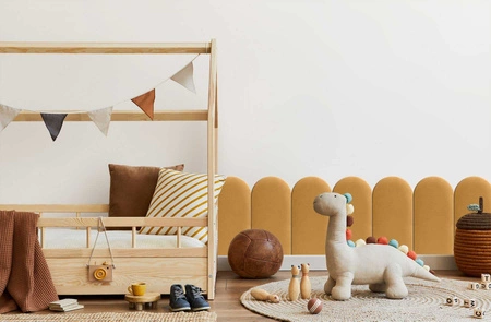 Panel tapicerowany Wally 30x80 cm żółty stylowy panel ścienny płotek welurowa tkanina modne wykończenie każdej aranżacji