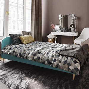 Łóżko tapicerowane Ivrea 90x200 błękitne z zagłówkiem w nowoczesnym stylu idealne do pokoju młodzieżowego lub małej sypialni