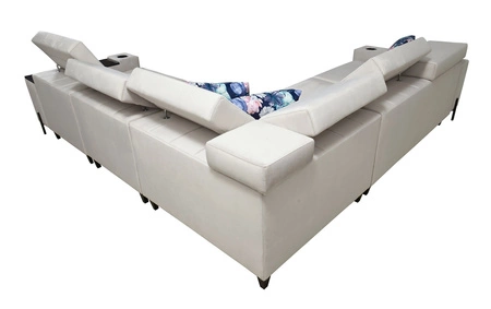 Narożnik z funkcją spania Belvi IV szary prawostronny elegancki i stylowy narożnik rozkładany do salonu praktyczny schowek w boczku