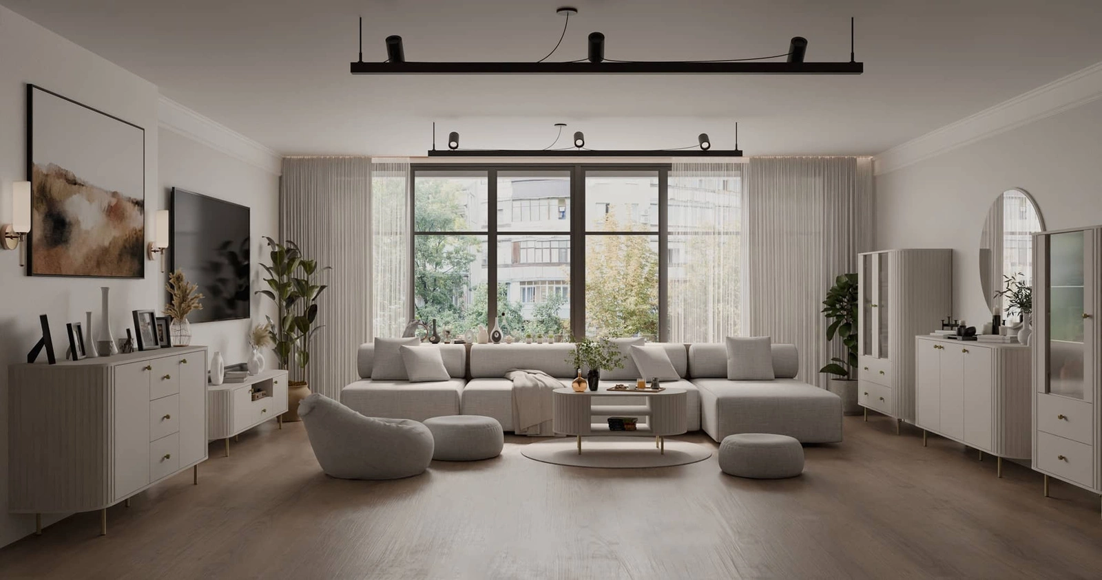 Zestaw mebli do pokoju dziennego Ovalio Meblościanka do salonu Meble do pokoju młodzieżowego