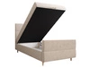 Łóżko kontynentalne Benet 100x200 beżowe w nowoczesnym skandynawskim stylu z tapicerowanym zagłówkiem oraz zanóżkiem łóżko z pojemnikiem