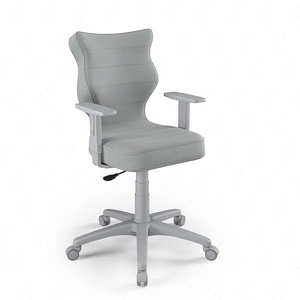Krzesło do biurka Duo szary popiel dopasowane do wzrostu 146-176,5 cm ergonomiczne krzesło obrotowe z regulowanymi podłokietnikami