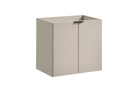 Zestaw mebli łazienkowych Viva beżowy / biały elegancki design subtelna kolorystyka podkreślona frezowaniem w kształcie jodełki