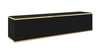 Szafka RTV wisząca Luxury 135 cm czarna zachwyci miłośników eleganckich aranżacji stylowy ryflowany front korpus zwieńczony złotą listwą