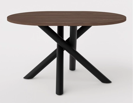 Stół Lyon 100x138 cm orzech wisconsin / czarny stylowy stół do jadalni osadzony na designerskich nogach typu pająk regulacja wysokości