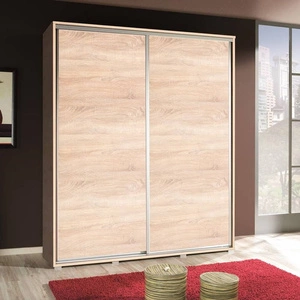 Szafa przesuwna Penelopa 155 cm dąb sonoma jasny nowoczesny design szafy aluminiowe prowadnice drzwi oraz system jezdny