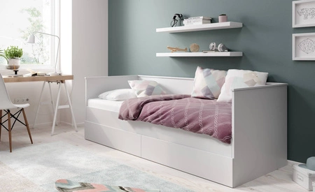Łóżko Hela II 80x200 cm białe funkcjonalne łóżko 2 osobowe wysuwane z materacami doskonała propozycja do pokoju rodzeństwa