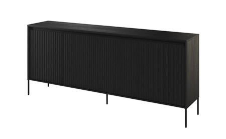 Komoda Trend 193 cm czarna wyjątkowy design pojemna komoda do salonu z oświetleniem LED charakterystyczne ryflowane fronty