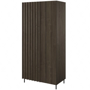 Szafa Piemonte 92 cm jesion portland / czarny stylowy design szafa do pokoju z dekoracyjnymi lamelami stabilne metalowe nogi