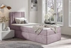 Łóżko kontynentalne Alia 90x200 wrzosowe nowoczesny styl idealne łóżko do pokoju dziecięcego subtelne pionowe przeczycia na wezgłowiu