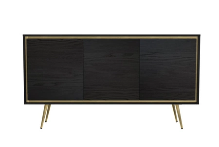 Komoda Nevea 150 cm czarny grafit elegancka komoda do salonu o oryginalnej i ciekawej stylistyce system otwierania drzwi push to open