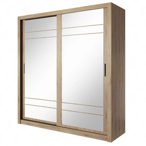 Szafa przesuwna z lustrem Arti 203 cm dąb shetland pojemna szafa do sypialni lub przedpokoju drzwi szafy wykończone dużymi lustrami