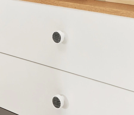 Regał z szufladami Pixel 45 cm dąb biszkoptowy / biały / szary idealny do pokoju młodzieżowego użytkowy mebel w oryginalnej kolorystyce