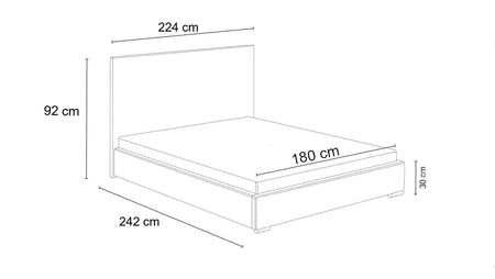 Łóżko tapicerowane Palise 180x200 czarne stylowe łóżko z pojemnikiem na pościel wygodny zagłówek zachwyca eleganckim designem
