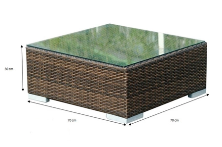 Stolik ogrodowy Altro szary niebanalny design wpisujący się w każdą ogrodową przestrzeń stolik techmorattanowy ze szklanym blatem