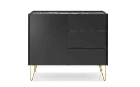 Komoda z szufladami Madison 97 cm czarny grafit / marmur black royal modernistyczny design dekoracyjny blat w marmurowym dekorze