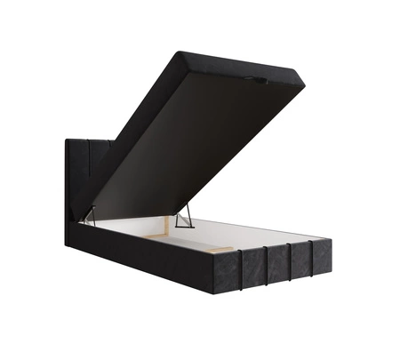 Łóżko kontynentalne Casey 100x200 grafitowe w nowoczesnym skandynawskim stylu z tapicerowanym zagłówkiem łóżko z pojemnikiem