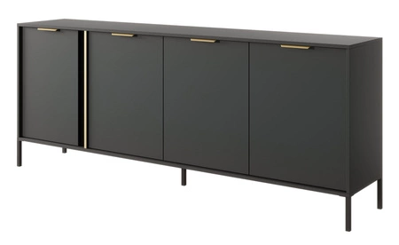 Komoda Golden 203 cm antracytowa nowoczesny design idealna komoda do wnętrz w stylu glamour złoty uchwyt krawędziowy nadaje elegancji