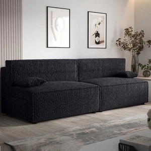 Kanapa rozkładana Brandon XL czarna nowoczesny design i szeroka funkcjonalność tkanina o charakterystycznej pętelkowej powierzchni