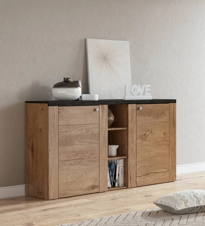 Komoda Larona 155 cm dąb lefkas / touchwood nowoczesny design idealna komoda do salonu sypialni lub biura prosta forma