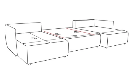 Narożnik z funkcją spania Oroso U jasny brąz pojemnik na pościel miękka tkanina typu velvet z powłoką hydrofobową ozdobne pikowania