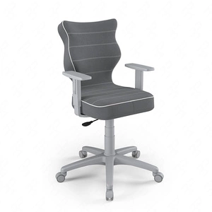 Krzesło do biurka Duo ciemny szary dopasowane do wzrostu 159-188 cm ergonomiczne krzesło obrotowe z regulowanymi podłokietnikami
