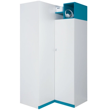 Zestaw mebli dziecięcych Mobi 2 biały / turkus idealna propozycja do pokoju młodzieżowego lub dziecięcego w modnym stylu