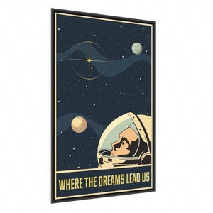Plakat vintage astronauta 70x100 plakat w ramie precyzyjny wydruk ze stylową grafiką doskonała dekoracja do salonu lub sypialni