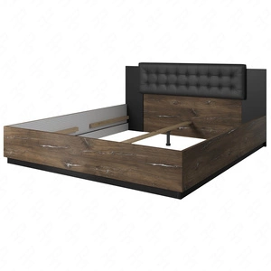 Łóżko Sigma 160x200 cm dąb flagstaff / czarny z srebrną wstawką idealne łóżko do sypialni z tapicerowanym zagłówkiem