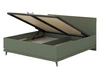 Łóżko Scandia 180x200 cm zielone z pojemnikiem na pościel nowoczesny styl łóżko na wysokich nogach do sypialni