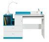 Biurko Mobi 130 cm biały / turkus nowoczesny design mebla obrzeża biurka wykończone zostały specjalną okleiną