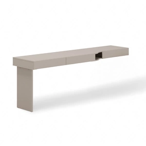 Biurko Woow 210 cm clay grey lewe modne biurko z szufladami o designerskim kształcie do zestawiania z innym modułem z kolekcji