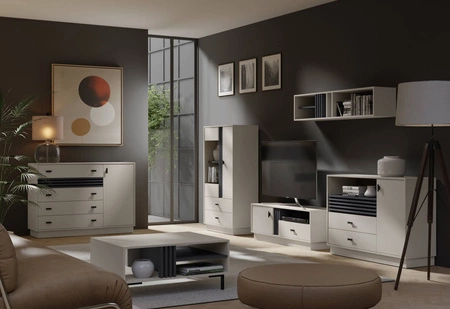 Komoda z szufladami Estan 60 cm beżowy / antracyt nowoczesny design mebla wysoka jakość wykonania obrzeża komody wykończone specjalną okleiną