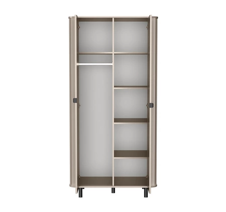 Szafa Novado 98 cm clay grey nowoczesny design mebla drzwi szafy z dekoracyjnym pionowym frezowaniem metalowe uchwyty krawędziowe