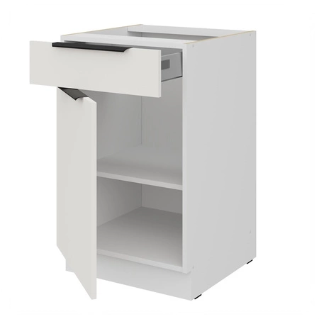 Szafka kuchenna stojąca z szufladą i półką Corato Wh 50 D 1F 1S BB fronty szafki kuchennej wykończone w technologii anti fingerprint
