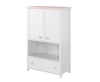 Komoda wysoka Luna 85 cm biały / różowy estetyczna komoda z szufladą i półką elegancki design połączony z wysoką jakością wykonania