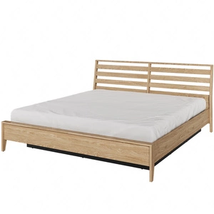 Łóżko Cozy 180x200 cm dąb olejowany wygodne łóżko do sypialni z pojemnikiem na pościel wysoki zagłówek dodaje funkcjonalności