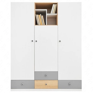 Szafa Pixel 150 cm dąb biszkoptowy / biała / szara idealna do pokoju młodzieżowego szafa z szufladami i półkami