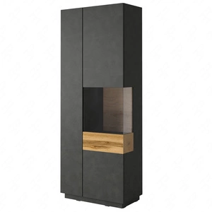 Witryna Silke 80 cm matera / dąb wotan prawa elegancka witryna do salonu prosta bryła wpisująca się w każde wnętrze