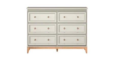 Komoda z szufladami Windsor 136 cm beżowy / dąb klasyczny styl z nowoczesną funkcjonalnością metalowe uchwyty drewniane nogi