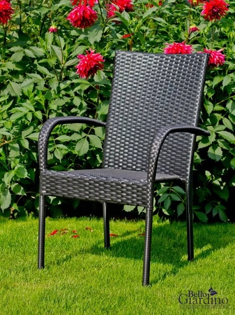 Krzesło ogrodowe Sottile 43x40 cm czarne funkcjonalne krzesło rattanowe klasyczna i wygodna konstrukcja idealny wybór do ogrodu