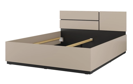 Łóżko Cross 160x200 cm ciemny beżowy idealne łóżko do stylowej sypialni z wysokim zagłówkiem