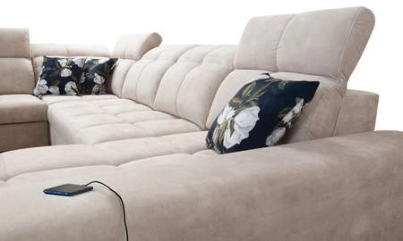 Narożnik z funkcją spania Buffalo X miodowy prawostronny funkcjonalny i komfortowy narożnik do pokoju z pojemnikami na pościel