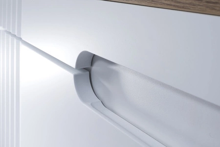 Szafka pod umywalkę Fiji White 60 cm biała nowoczesny design szafki z szufladami stylowe ryflowanie na frontach frezowane uchwyty
